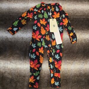 Bums & Roses Colorful Leaf Print Baby Onesie 0-3 Months